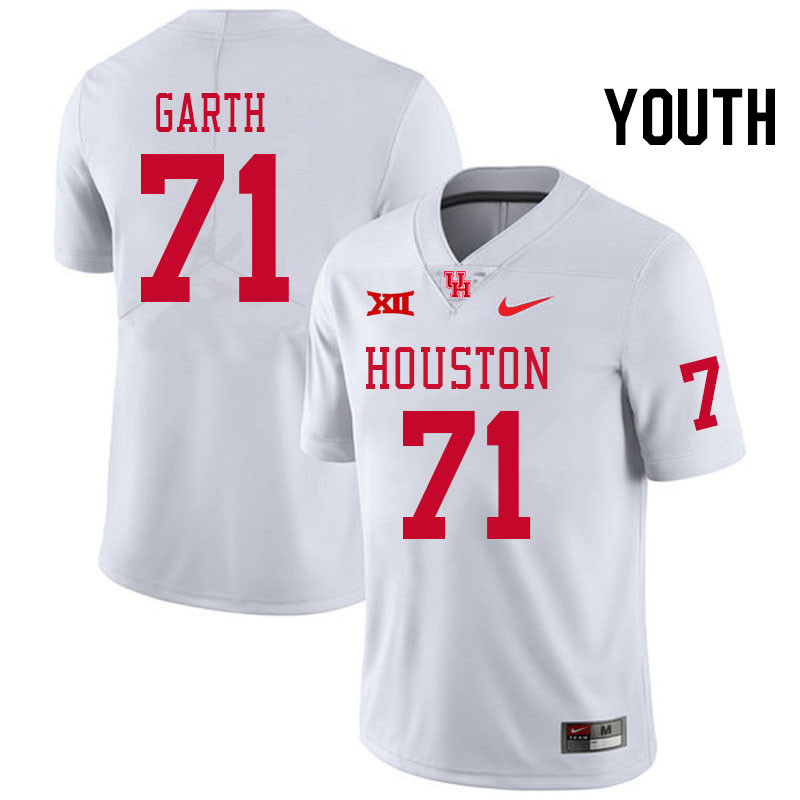 Youth #71 Jaylen Garth Houston Cougars Big 12 XII College Football Jerseys Stitched-White